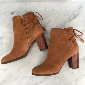 Vionic Ronnie Suede Booties Caramel 8M